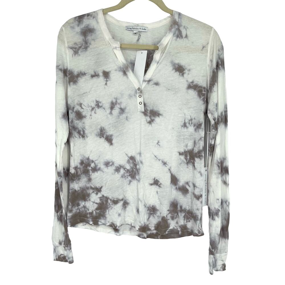 Young‎ Fabulous & Broke Marbled Long Sleeve Linen Top Medium NWT